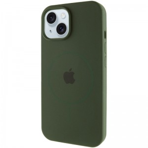 Чохол Silicone Case Full Protective (AA) with MagSafe для Apple iPhone 15 Plus (6.7") Зелений / Cyprus Green