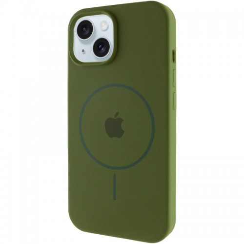 Чохол Silicone Case Full Protective (AA) with MagSafe для Apple iPhone 15 Plus (6.7") Зелений / Dark Olive