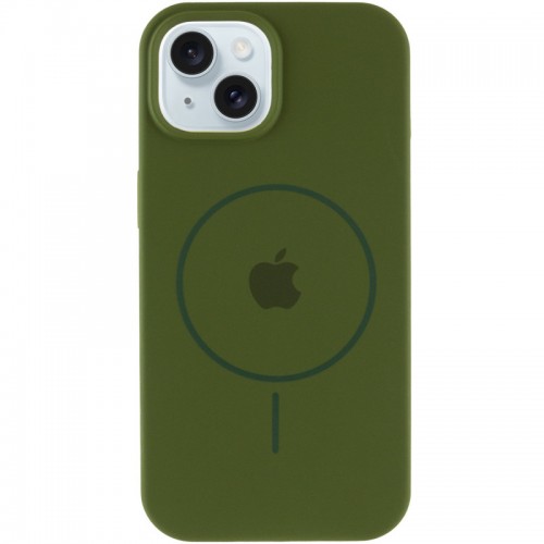 Чохол Silicone Case Full Protective (AA) with MagSafe для Apple iPhone 15 Plus (6.7") Зелений / Dark Olive
