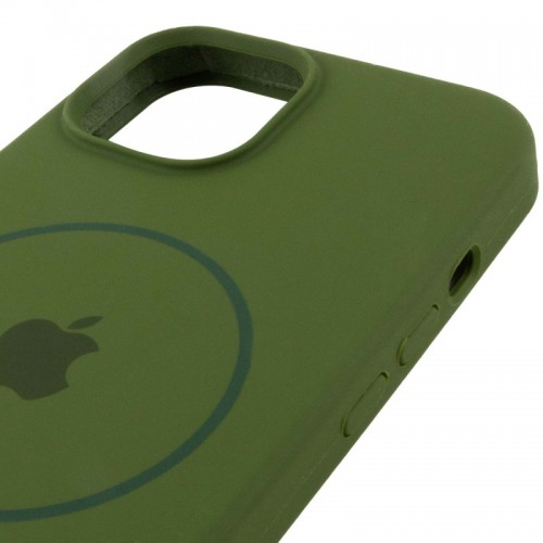 Чохол Silicone Case Full Protective (AA) with MagSafe для Apple iPhone 15 Plus (6.7") Зелений / Dark Olive