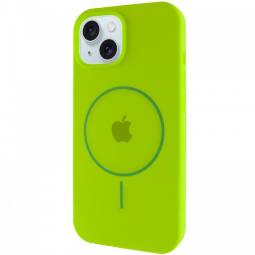 Чехол Silicone Case Full Protective (AA) with MagSafe для Apple iPhone 15 Plus (6.7") Салатовый / Neon green