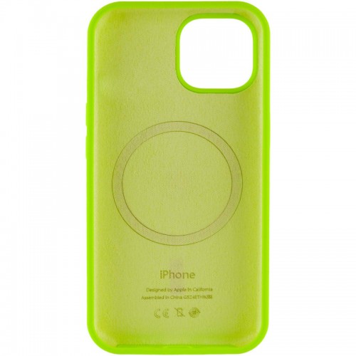 Чехол Silicone Case Full Protective (AA) with MagSafe для Apple iPhone 15 Plus (6.7") Салатовый / Neon green