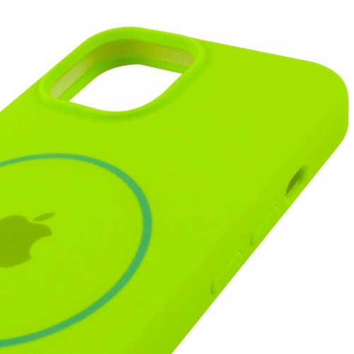Чехол Silicone Case Full Protective (AA) with MagSafe для Apple iPhone 15 Plus (6.7") Салатовый / Neon green