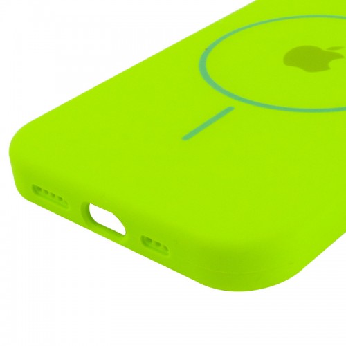Чехол Silicone Case Full Protective (AA) with MagSafe для Apple iPhone 15 Plus (6.7") Салатовый / Neon green
