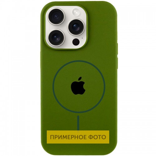 Чехол Silicone Case Full Protective (AA) with MagSafe для Apple iPhone 16 (6.1") Зелёный / Dark Olive