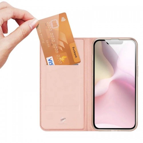 Чохол-книжка Dux Ducis з кишенею для візиток для Apple iPhone 16e (6.1") Rose Gold