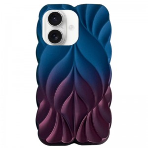 TPU чохол Leaf для Apple iPhone 16 (6.1") Navy Blue / Plum