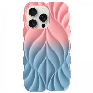 TPU чохол Leaf для Apple iPhone 16 Pro (6.3") Pink / Blue
