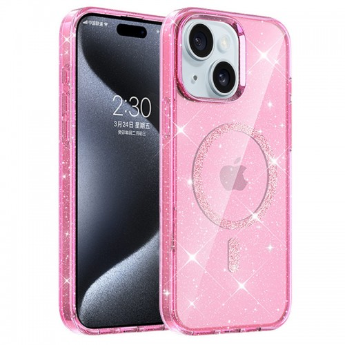 Чохол TPU Eclipse Sparkle (MagFit) для Apple iPhone 15 (6.1") Pink