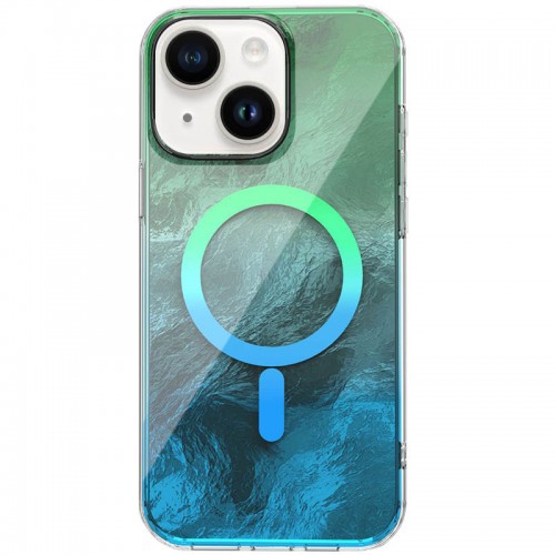 Чохол TPU Shiny Mountain (MagFit) для Apple iPhone 15 (6.1") Green / Blue