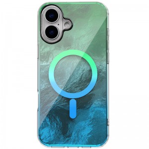 Чохол TPU Shiny Mountain (MagFit) для Apple iPhone 16 (6.1") Green / Blue