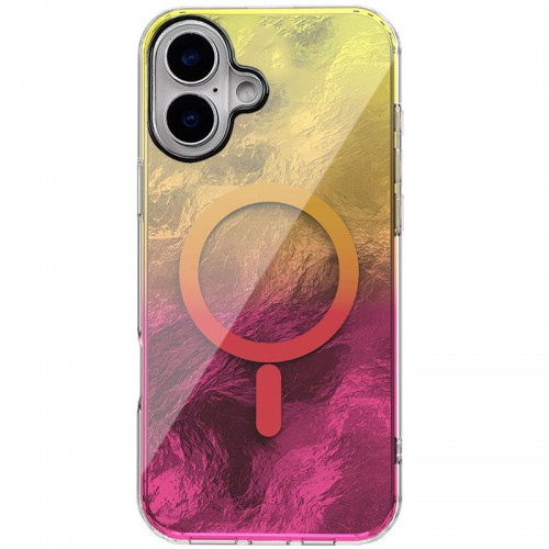 Чохол TPU Shiny Mountain (MagFit) для Apple iPhone 16 (6.1") Yellow / Pink