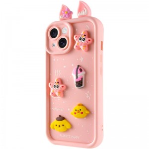 Чехол TPU Toys Case with Ears для Apple iPhone 14 (6.1") Светло-розовый