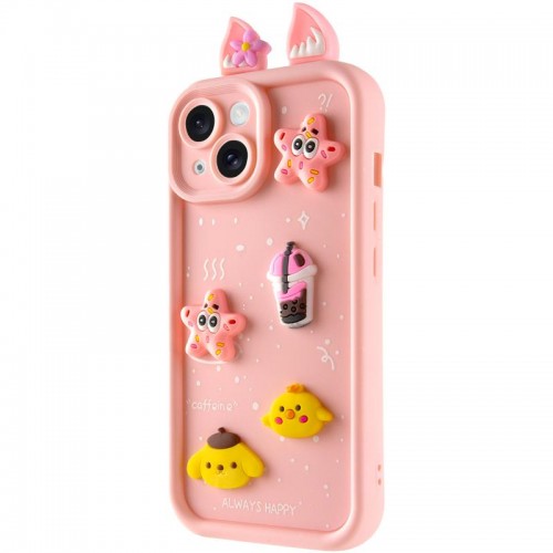 Чехол TPU Toys Case with Ears для Apple iPhone 14 (6.1") Светло-розовый