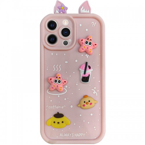 Чехол TPU Toys Case with Ears для Apple iPhone 15 Pro (6.1") светло-розовый