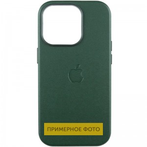 Кожаный чехол Leather Case (AAA) с MagSafe и анимацией для Apple iPhone 16 (6.1") Green