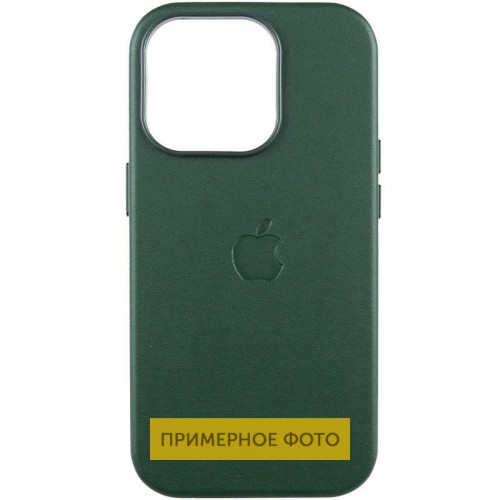 Кожаный чехол Leather Case (AAA) с MagSafe и анимацией для Apple iPhone 16 (6.1") Green
