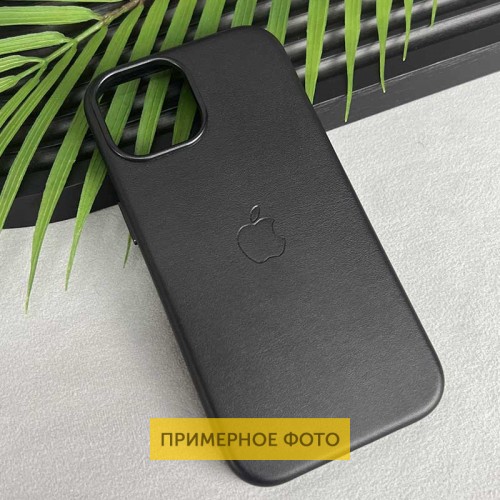 Кожаный чехол Leather Case (AAA) с MagSafe для Apple iPhone 16e (6.1") Черный