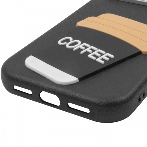 Чехол TPU Leather Toys для Apple iPhone 15 (6.1") Кофейный / Чёрный