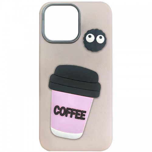 Чохол TPU Leather Toys для Apple iPhone 15 (6.1") Coffee / Pink