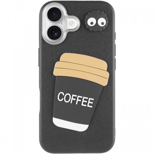 Чехол TPU Leather Toys для Apple iPhone 16 (6.1") Кофейный / Чёрный