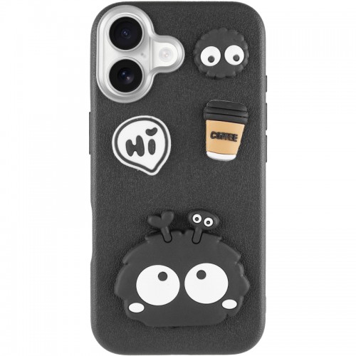 Чехол TPU Leather Toys для Apple iPhone 16 (6.1") Монстр / Чёрный