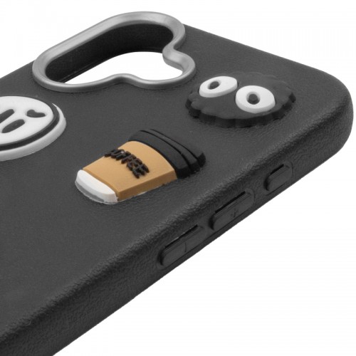 Чехол TPU Leather Toys для Apple iPhone 16 (6.1") Монстр / Чёрный