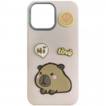 Чехол TPU Leather Toys для Apple iPhone 16 Pro (6.3") Капибара / Розовый