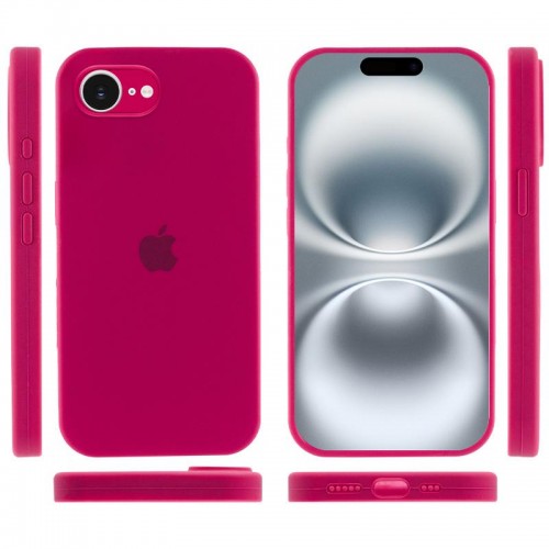 Чехол Silicone Case Full Camera Protective (AA) для Apple iPhone 16e (6.1") Красный / Rose Red