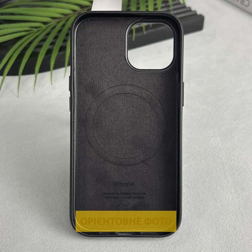 Кожаный чехол Leather Case (AAA) с MagSafe и анимацией для Apple iPhone 16 Plus (6.7") Черный