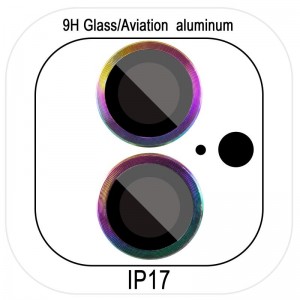 Захисне скло Metal Classic на камеру (у упак.) для Apple iPhone 17 (6.3") Бузковий / Rainbow