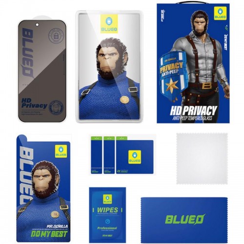 Захисне 2.5D скло Blueo Full Cover Anti-Peep для Apple iPhone 17 Pro Max (6.9") Чорний