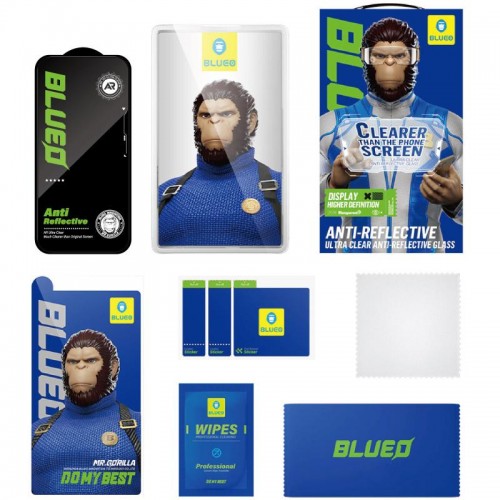 Защитное 2.5D стекло Blueo AR Anti-Reflective HD для Apple iPhone 17 Pro Max / 16 Pro Max (6.9") Чёрный