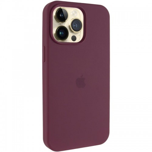 Чохол Silicone Case (AA) Logo with MagSafe для Apple iPhone 12 Pro Max (6.7") Бордовий / Plum