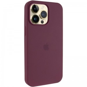 Чохол Silicone Case (AA) Logo with MagSafe для Apple iPhone 13 Pro Max (6.7") Бордовий / Plum