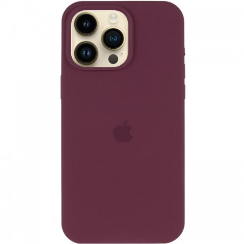Чохол Silicone Case (AA) Logo with MagSafe для Apple iPhone 13 Pro Max (6.7") Бордовий / Plum