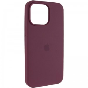 Чохол Silicone Case (AA) Logo with MagSafe для Apple iPhone 14 (6.1") Бордовий / Plum