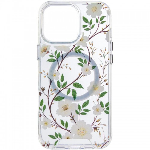 TPU+PC чохол Clear Garden with MagSafe для Apple iPhone 16 Pro (6.3") White Gardenia
