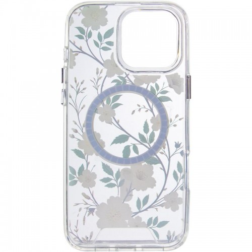 TPU+PC чохол Clear Garden with MagSafe для Apple iPhone 16 Pro (6.3") White Gardenia