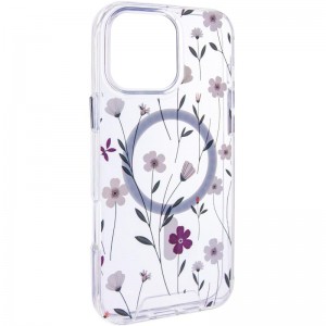 TPU+PC чохол Clear Garden with MagSafe для Apple iPhone 16 Pro (6.3") Cherry Petal