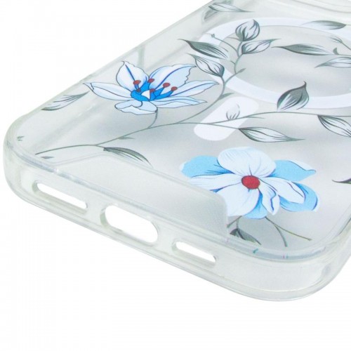 TPU+PC чохол Clear Garden with MagSafe для Apple iPhone 16 Pro (6.3") Blue Blossom