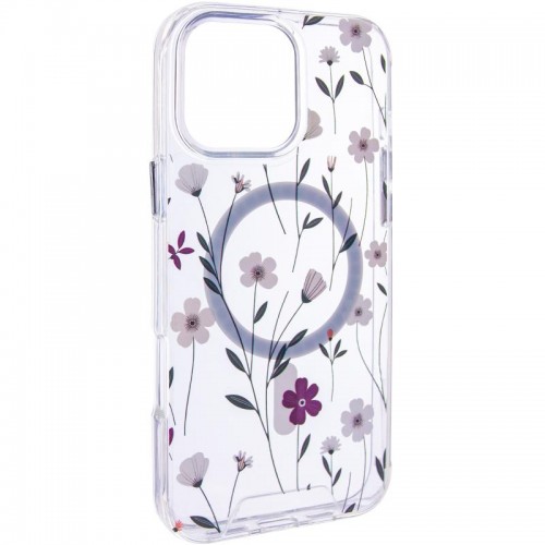 TPU+PC чохол Clear Garden with MagSafe для Apple iPhone 16e (6.1") Cherry Petal