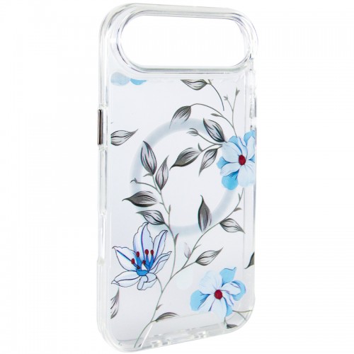 Чехол TPU+PC Clear Garden с MagSafe для Apple iPhone 17 Air (6,5") Blue Blossom