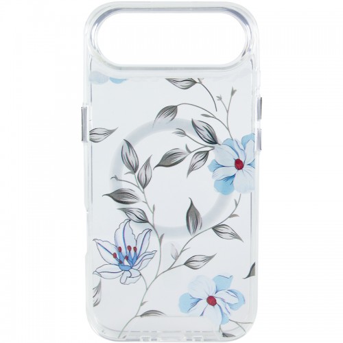 Чехол TPU+PC Clear Garden с MagSafe для Apple iPhone 17 Air (6,5") Blue Blossom
