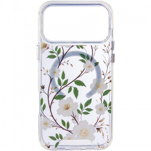 TPU+PC чохол Clear Garden with MagSafe для Apple iPhone 17 Pro (6.3") White Gardenia