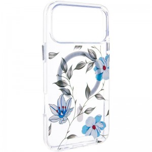 TPU+PC чохол Clear Garden with MagSafe для Apple iPhone 17 Pro (6.3") Blue Blossom