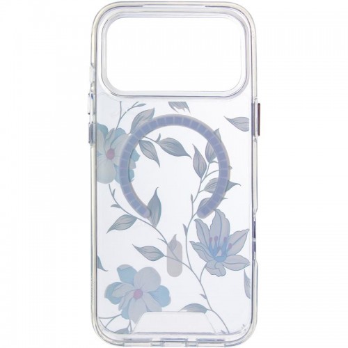 TPU+PC чохол Clear Garden with MagSafe для Apple iPhone 17 Pro (6.3") Blue Blossom