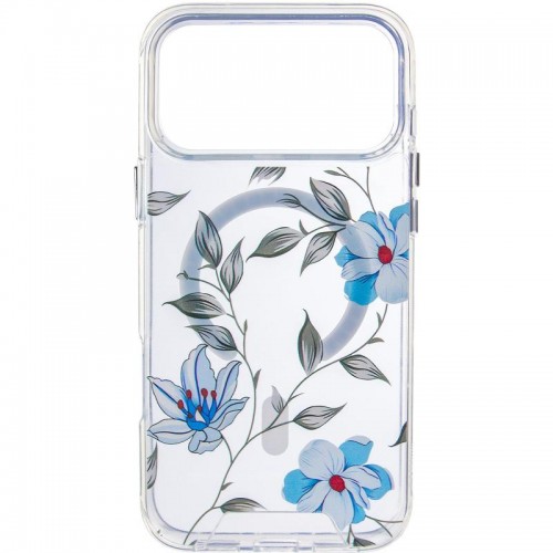 TPU+PC чохол Clear Garden with MagSafe для Apple iPhone 17 Pro Max (6.9") Blue Blossom