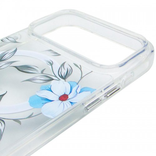 TPU+PC чохол Clear Garden with MagSafe для Apple iPhone 17 Pro Max (6.9") Blue Blossom