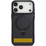 TPU+PC чехол Metal Buttons with MagSafe Carbon Ring для Apple iPhone 17 (6.3") Черный